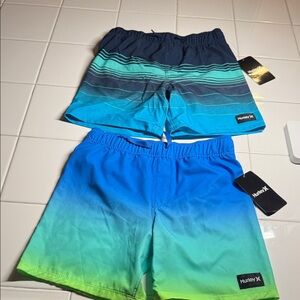 Boys youth 6/7. 2pair. Hurley Kids' Swim Shorts - Navy and Aqua. New w/tags